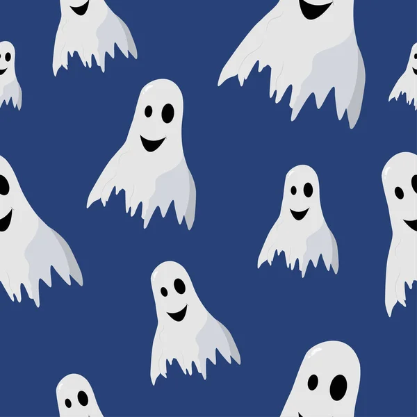 Διάνυσμα αδιάλειπτη μοτίβο Απόκριες φάντασμα σε μπλε φόντο — Διανυσματικό Αρχείο