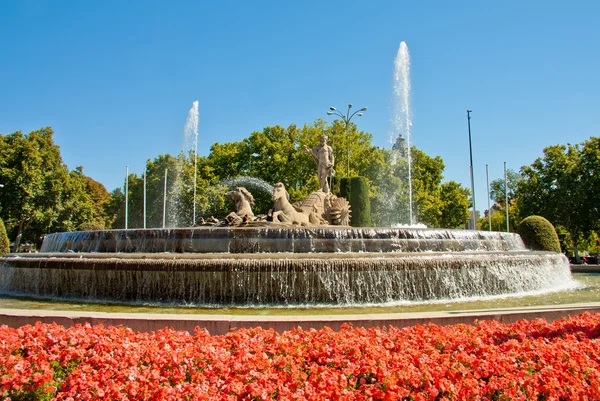 Фонтан Нептун, площадь Кановас дель Кастильо, Мадрид, Испания Стоковое Изображение