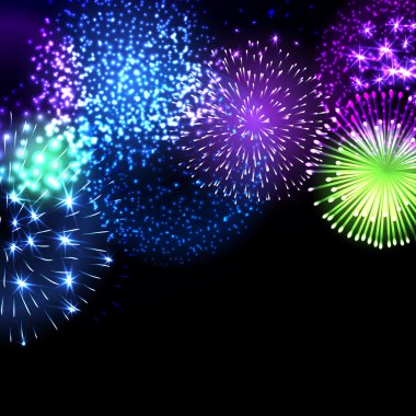 Colorful fireworks background clipart