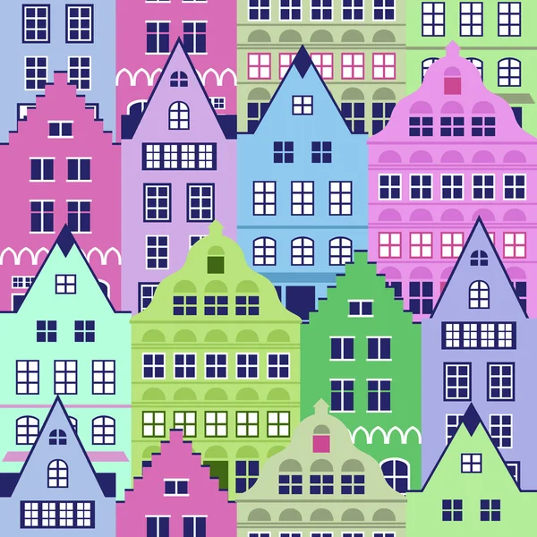 Seamless pattern with old houses — Stock Vector