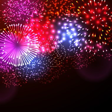 Colorful fireworks background clipart
