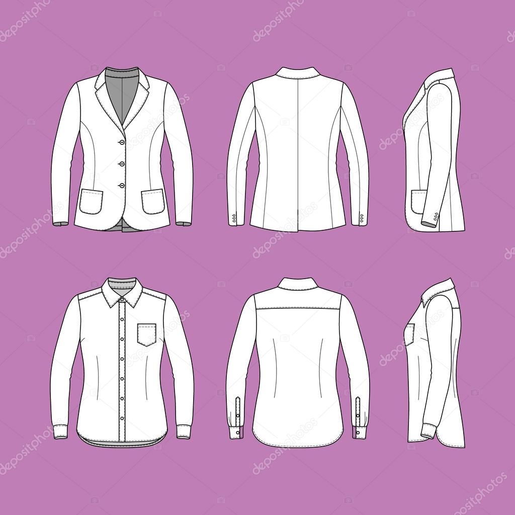 Simple outline drawing of a long sleeves shirt and blazer