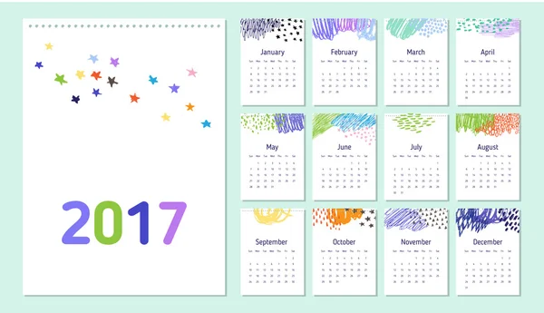 Doodle 2017 kalendarza. — Wektor stockowy