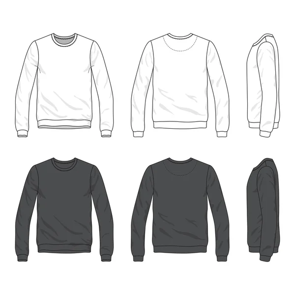 Vista frontal, trasera y lateral de la sudadera en blanco — Vector de stock