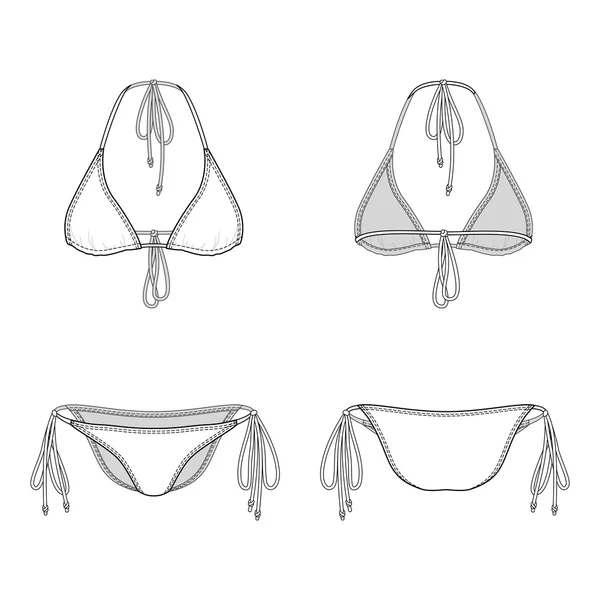 Vorder-, Rück- und Seitenansichten leerer Bikinis — Stockvektor