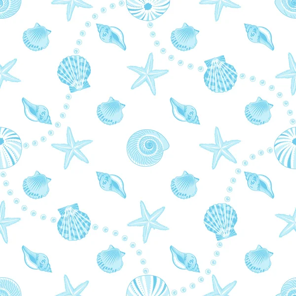 Seashells seamless pattern — Stock Vector