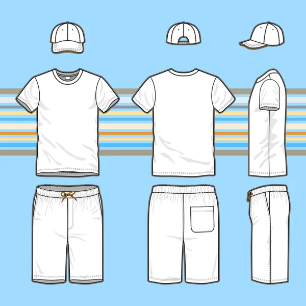 Camiseta, gorra y pantalón corto para hombre . — Vector de stock