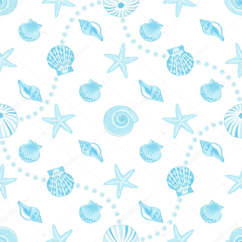 Seashells seamless pattern