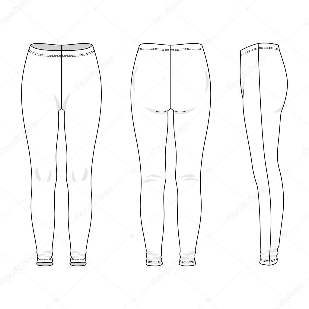 Leggings Pants Fashion Flat Technical Drawing Vector Template Stock Vector  by ©haydenkoo 248103852