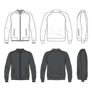 blank bomber jacket with zipper  clipart