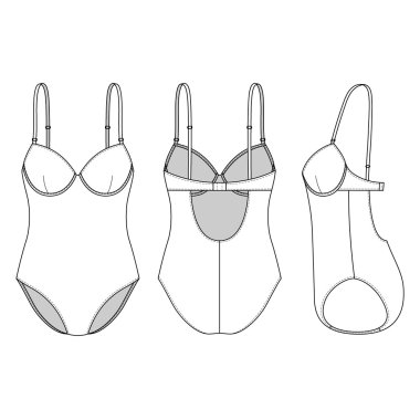 Boş mayo olarak ön, arka ve yan