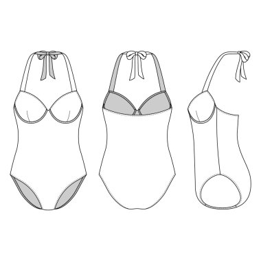 Boş mayo olarak ön, arka ve yan