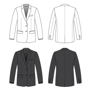 Boş blazer olarak ön, arka ve yan.