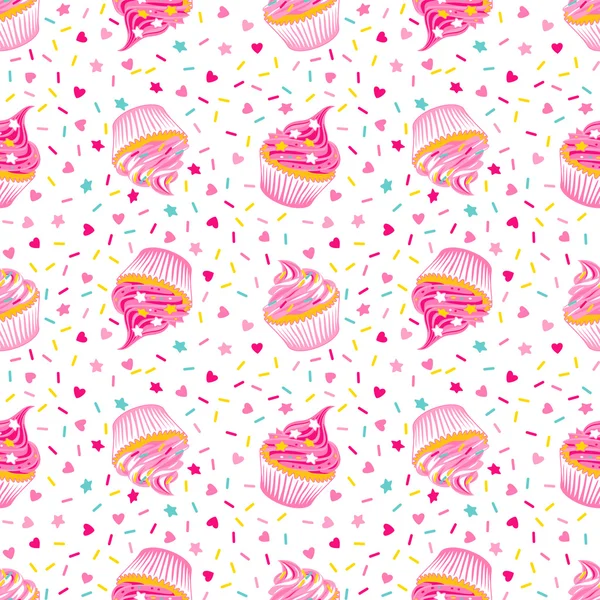 Cupcakes modèle sans couture — Image vectorielle