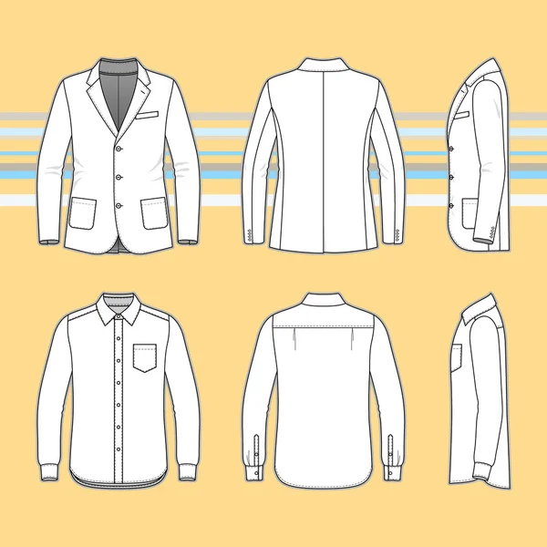 Esquema simple dibujo de una camisa de manga larga y chaqueta — Archivo Imágenes Vectoriales