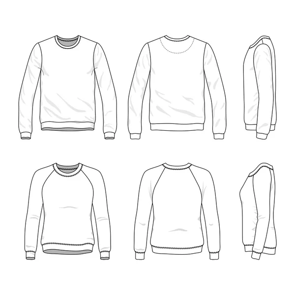 Front, back and side views of blank sweatshirt — Stock Vector