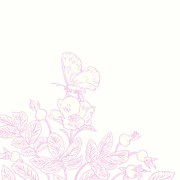 Rosehip and butterfly Royalty Free Stock Illustrations