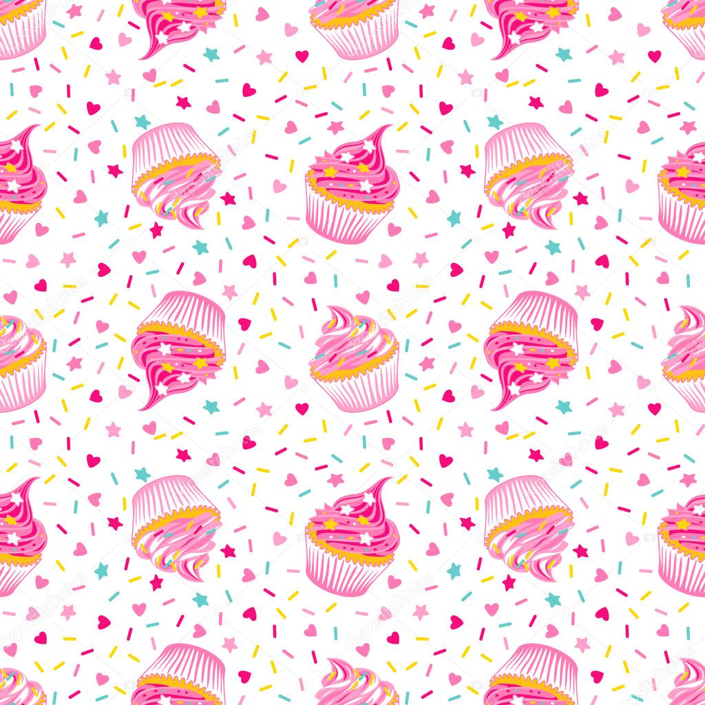 Cupcakes seamless pattern