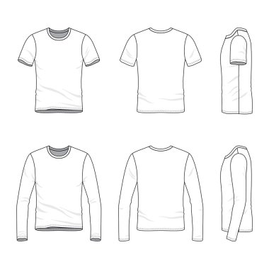 Basit anahat bir erkek boş t-shirt ve tee çizim 