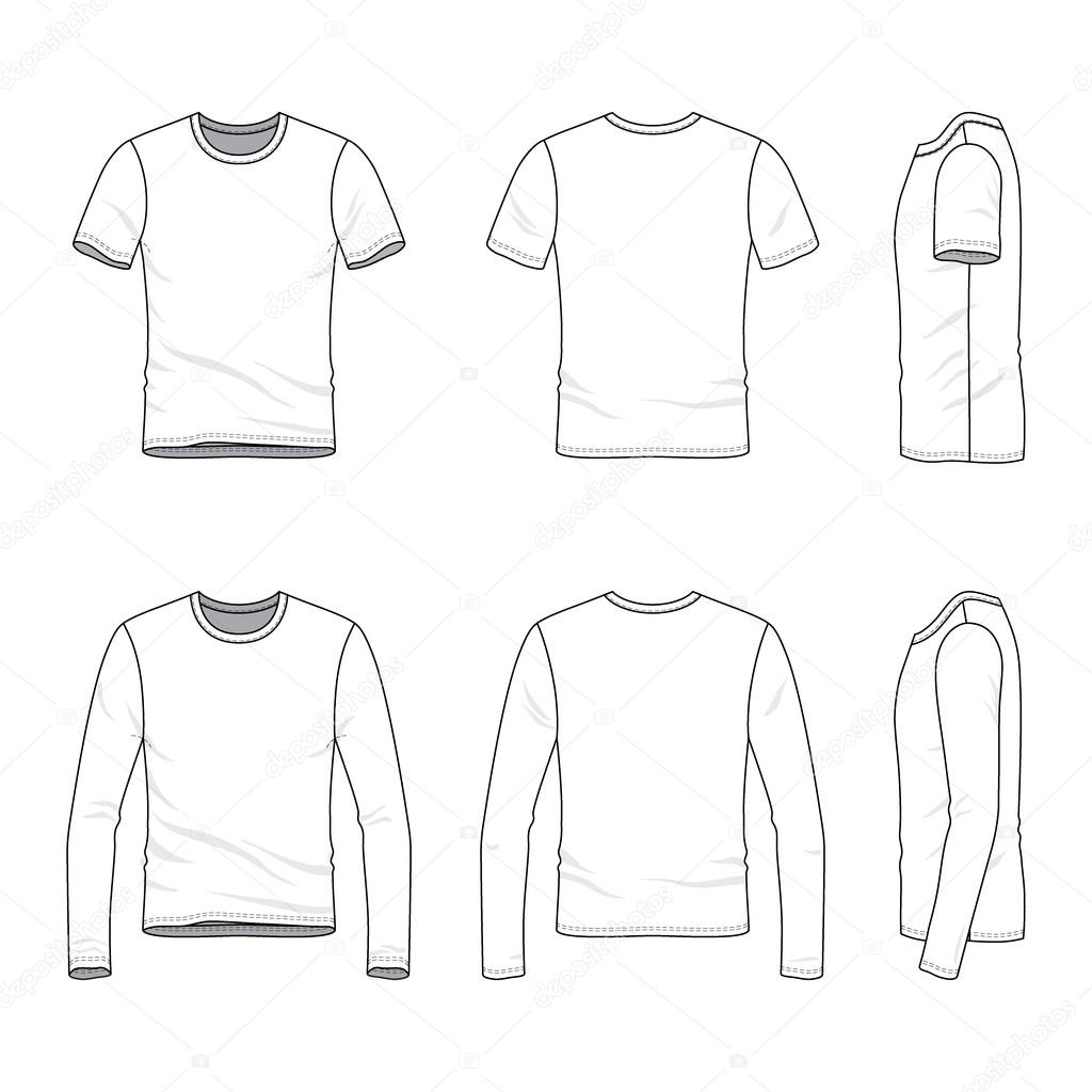 Simple Outline Drawing Of A Men's Blank T-shirt And Tee Stock Photo By ...