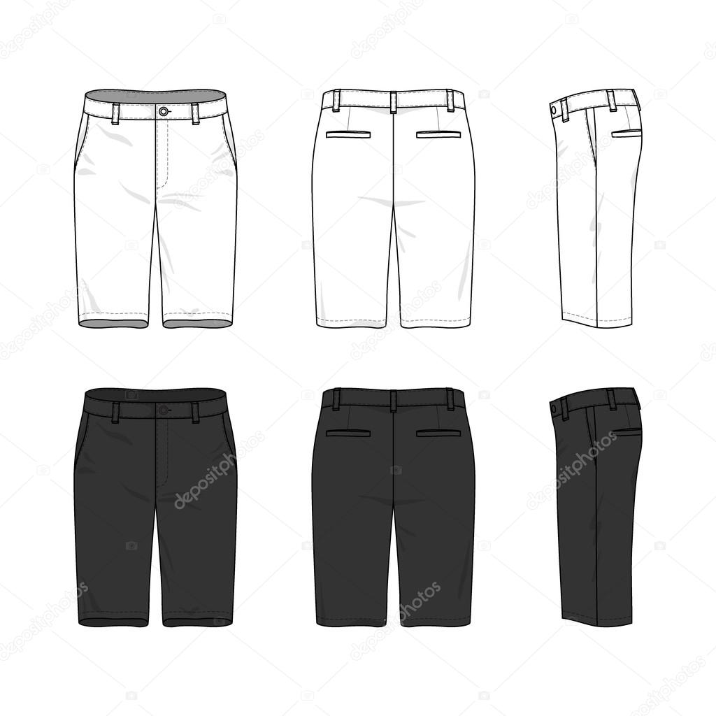 Simple outline drawing of a men's blank shorts