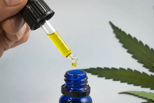 Aceite Cbd Cápsulas Capullos Cáñamo Sobre Fondo Blanco Productos Cosméticos — Foto de Stock