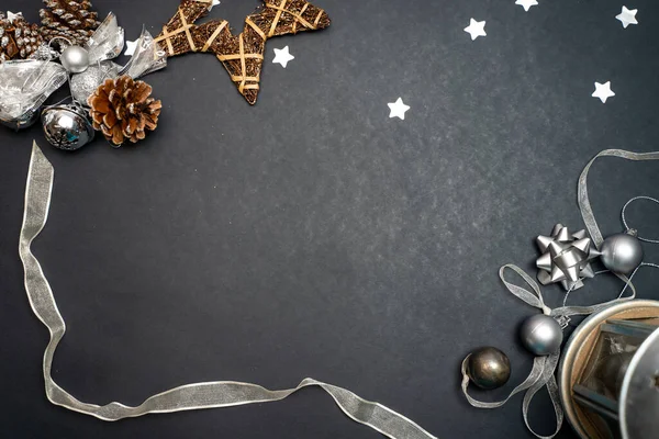 Fondo Limpio Navidad Con Estrellas Decoraciones Festivas Para Diseños Espacio —  Fotos de Stock