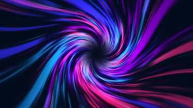 Soyut mavi ve pembe spiral tünel siyah arka planda ilerliyor. Yüksek kalite 4k görüntü