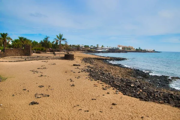 Piękny Widok Plażę Wyspie Lanzarote Wyspy Kanaryjskie Hiszpania — Zdjęcie stockowe