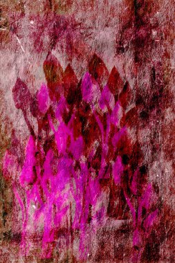 Açık arkaplanda pembe, kırmızı, siyah ve kahverengi taç yaprakları şeklinde şekilleri olan güzel, soyut bir görüntü görüntünün güzelliğini arttırır.