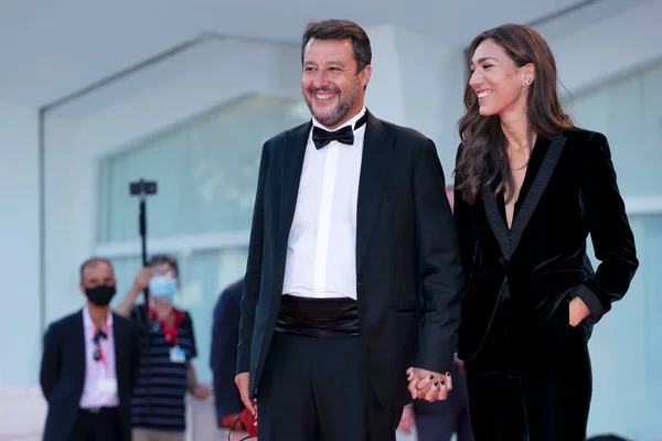 Venecia Italia Septiembre Matteo Salvini Francesca Verdini Asisten Estreno Película —  Fotos de Stock