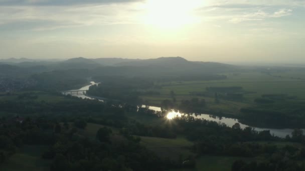 Landschaft Und Vegetation Bei Sonnenuntergang Luftaufnahme Monferrato Norditalien — Stockvideo