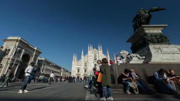 Time Lapse Duomo People Walking Sunny Afternoon Milan Italy — Stock Video