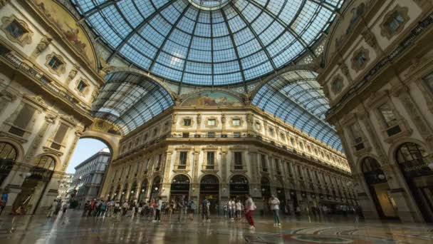 Time Lapse Galleria Vittorio Emanuele Famoso Lugar Compras Moda Centro — Vídeo de stock