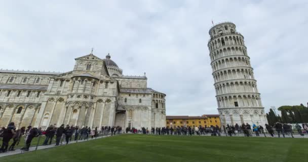 Unesco World Heritage Square Miracles Famous Tower Pisa Italy Time — Stock Video