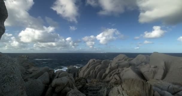 View Sea Capo Testa Sardinia Cloudy Windy Day Rocks Time — Wideo stockowe