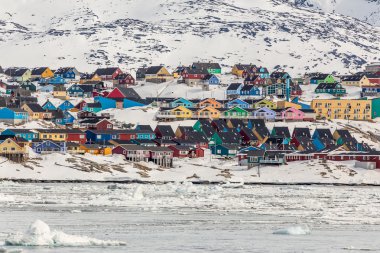 Colorful houses in Ilulissat clipart