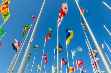 Gürcistan ve Ukrayna bayrakları DR Kongo, Bosna, Eritre, Panama, Arjantin, Angola gibi uluslararası bayraklarla birlikte Doha, Katar 'da dalgalanıyor.