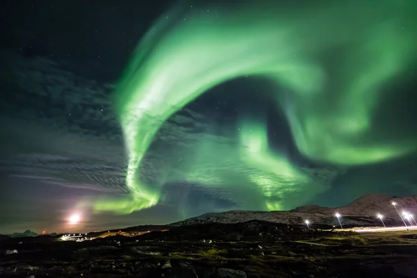 Greenlandic luzes do norte — Fotografia de Stock