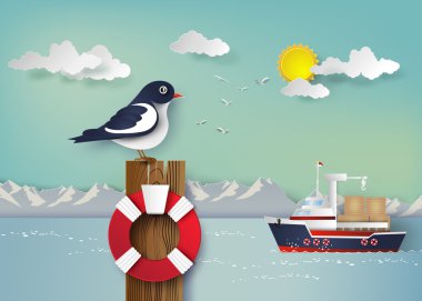 Bir tahta üzerinde martı duran 