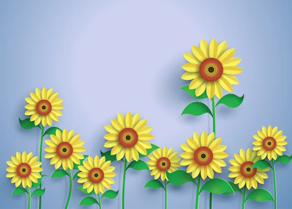 Sun flower field — Stock Vector