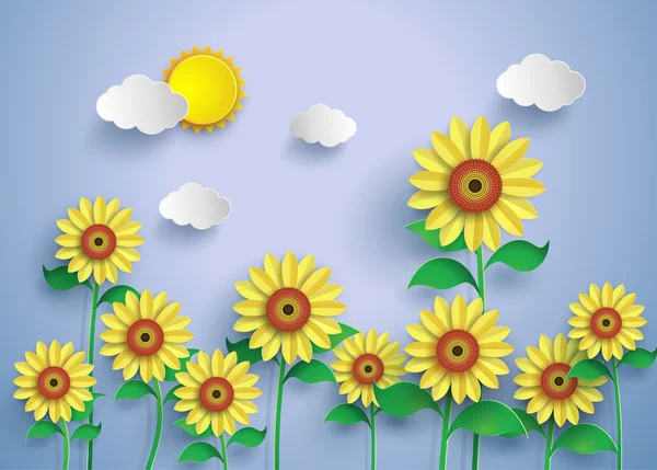 Campo de flor de sol —  Vetores de Stock