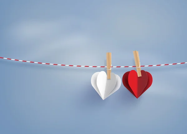 Forma de corazón de papel colgando en el lope — Archivo Imágenes Vectoriales