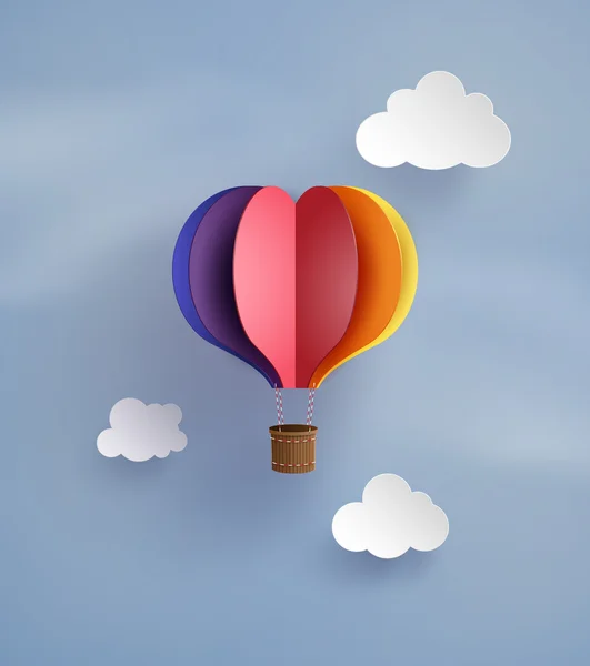 Hot air balloon in a heart shape. — Stock Vector