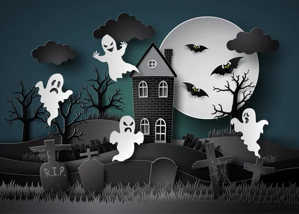 Halloween party s ghost — Stockový vektor