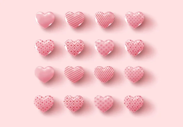 Happy Valentine Day Hearts Balloons Vector Illustration — стоковый вектор