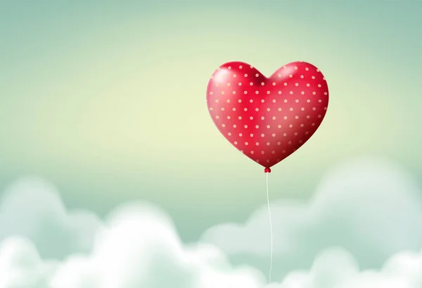 Illustration Love Valentine Day Hot Air Balloon Fly Sky — Stock Vector