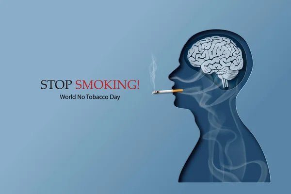 禁止吸烟的概念和世界无烟日与人类吸烟 数码工艺的纸张拼贴风格 — 图库矢量图片