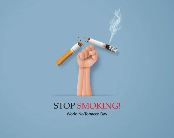 Zákaz Kouření Svět Bez Tabáku Den Ruční Cigarety Papír Koláž — Stockový vektor