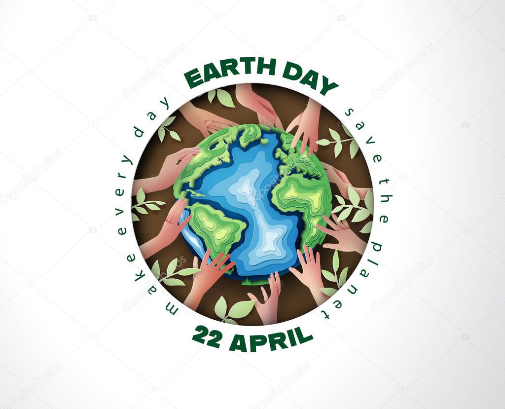  World environment and earth day concept,paper cut , paper collage style with digital craft .